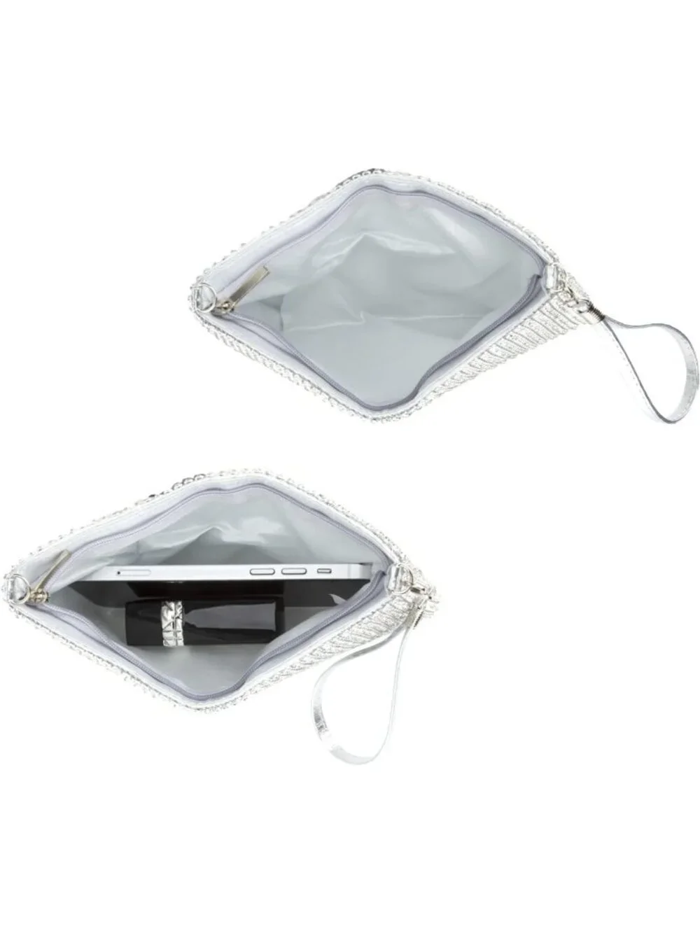 Sparkly Mesh Evening Clutch Bag for Women | Small Crystal Wristlet Purse